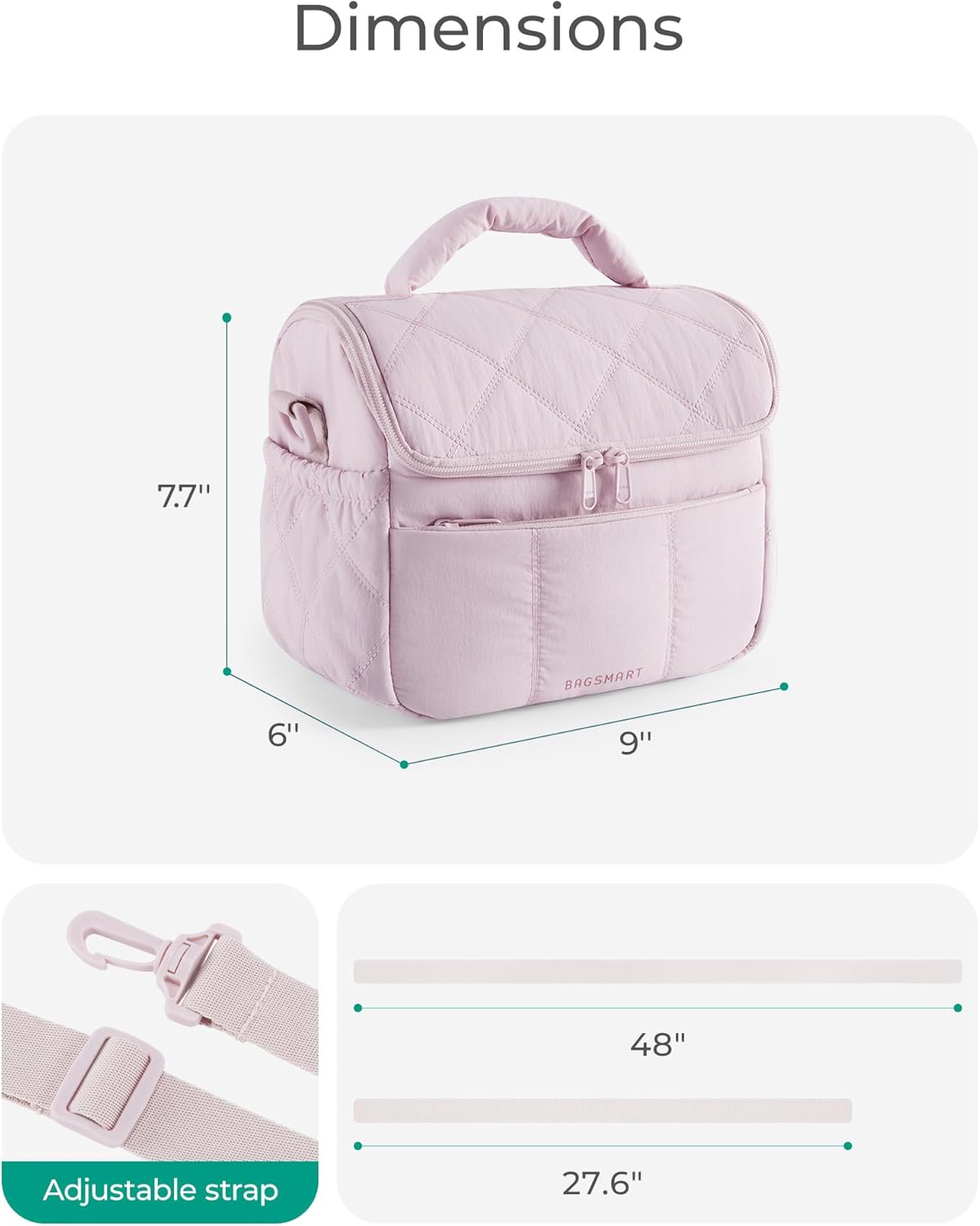 Anastas Lunch Bag Women, Double Deck Insulated Lunch Box, Quilted Puffer Lunch Tote, Leakproof, Durable & Reusable Large Lunch Cooler