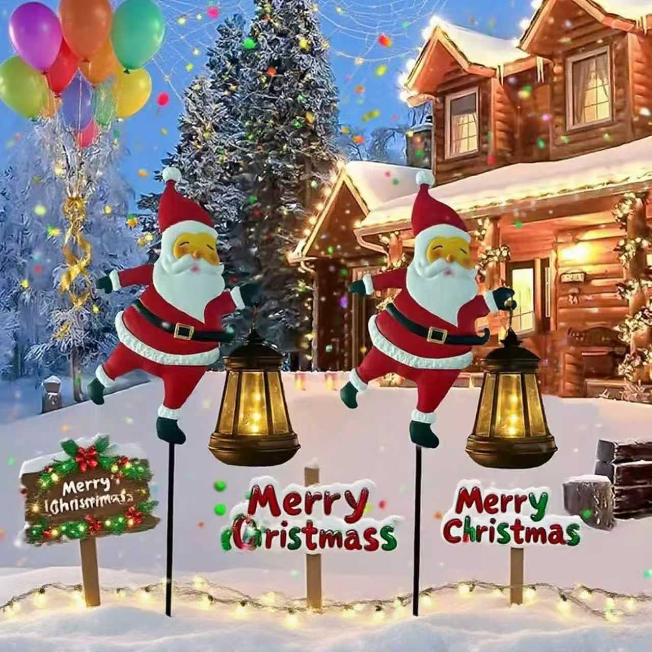 ✨️🎄Christmas essentials🎅Christmas Santa Solar Kettle Lights Garden Lawn Decorative Lights