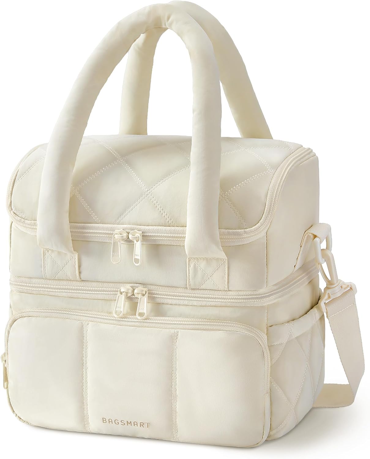 Anastas Lunch Bag Women, Double Deck Insulated Lunch Box, Quilted Puffer Lunch Tote, Leakproof, Durable & Reusable Large Lunch Cooler