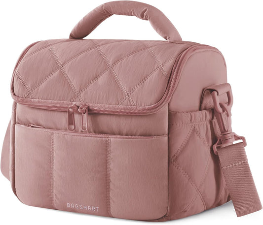 Anastas Lunch Bag Women, Double Deck Insulated Lunch Box, Quilted Puffer Lunch Tote, Leakproof, Durable & Reusable Large Lunch Cooler