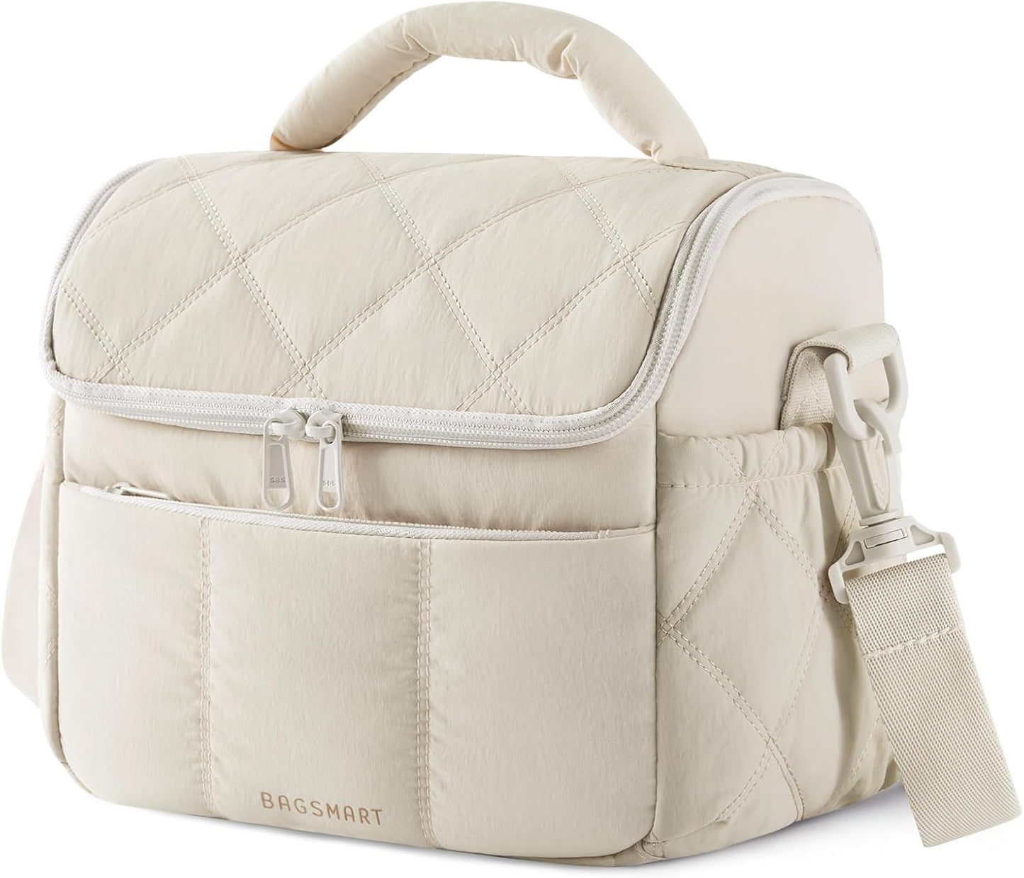Anastas Lunch Bag Women, Double Deck Insulated Lunch Box, Quilted Puffer Lunch Tote, Leakproof, Durable & Reusable Large Lunch Cooler