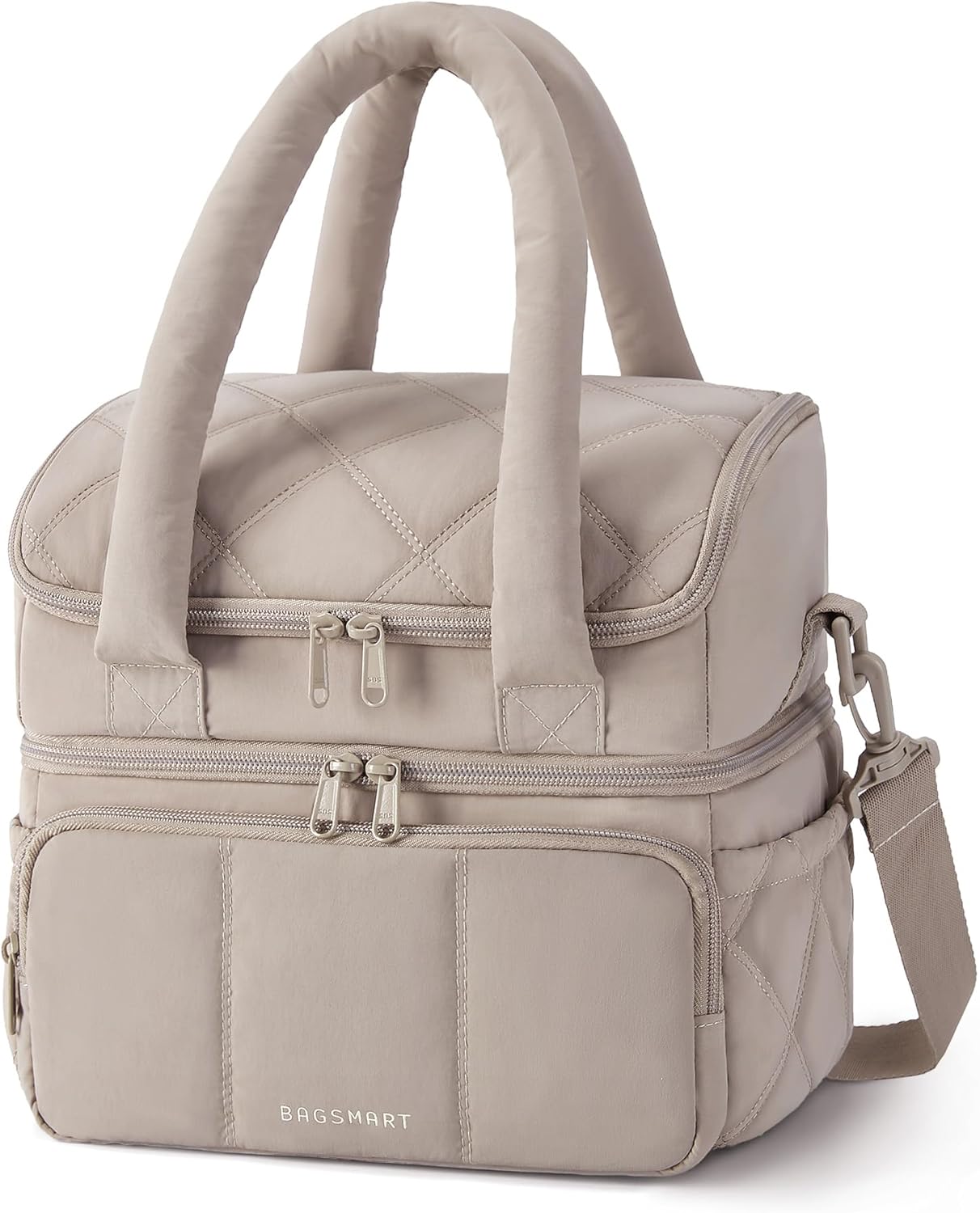 Anastas Lunch Bag Women, Double Deck Insulated Lunch Box, Quilted Puffer Lunch Tote, Leakproof, Durable & Reusable Large Lunch Cooler