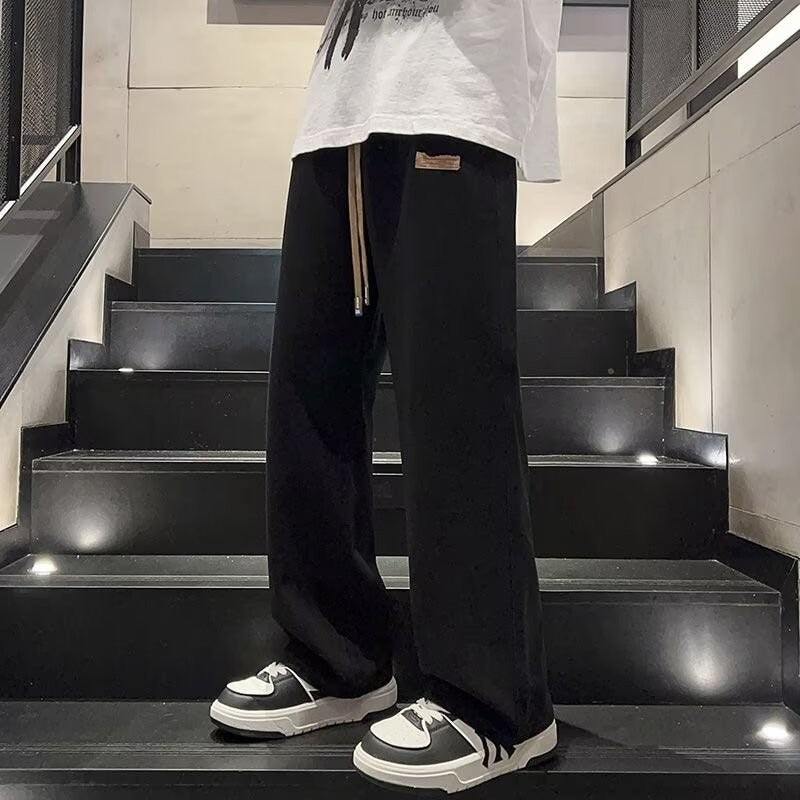 Men's Regular Fit Patched Drawstring Waist Jeans