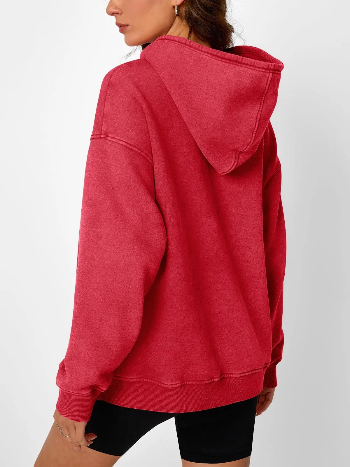 Anasta Casual Oversized Acid Wash Tops Hoodie Pullover