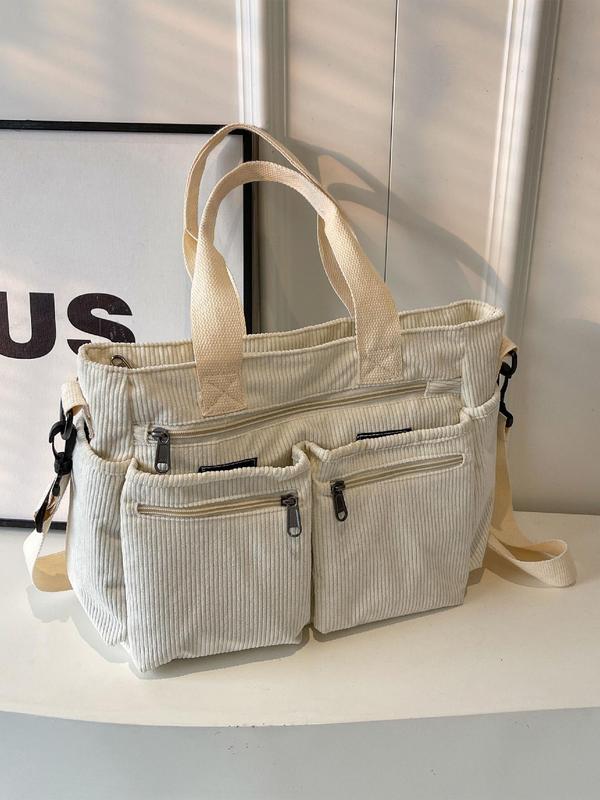 Women's Casual Solid Color Zipper Crossbody Bag, Large Capacity Multi-pocket Design Portable Shoulder Bag for Daily Used, Girl Fashionable Shopping Bag