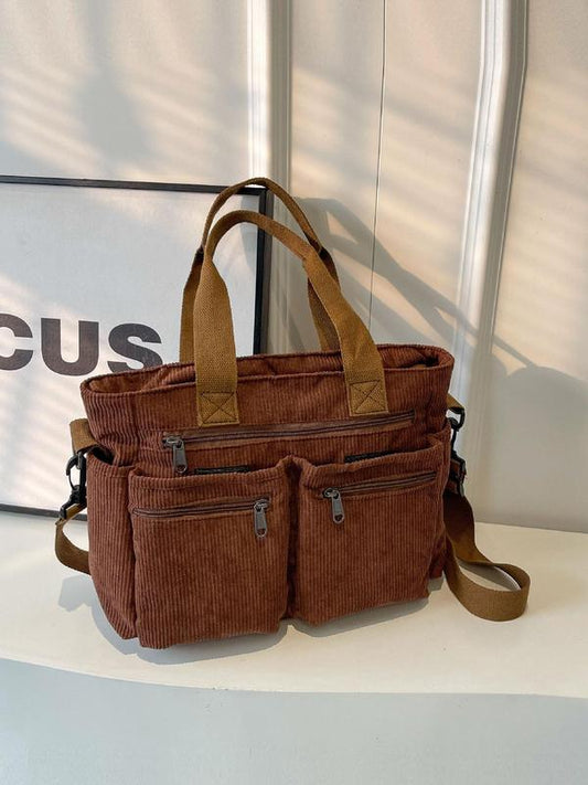 Women's Casual Solid Color Zipper Crossbody Bag, Large Capacity Multi-pocket Design Portable Shoulder Bag for Daily Used, Girl Fashionable Shopping Bag