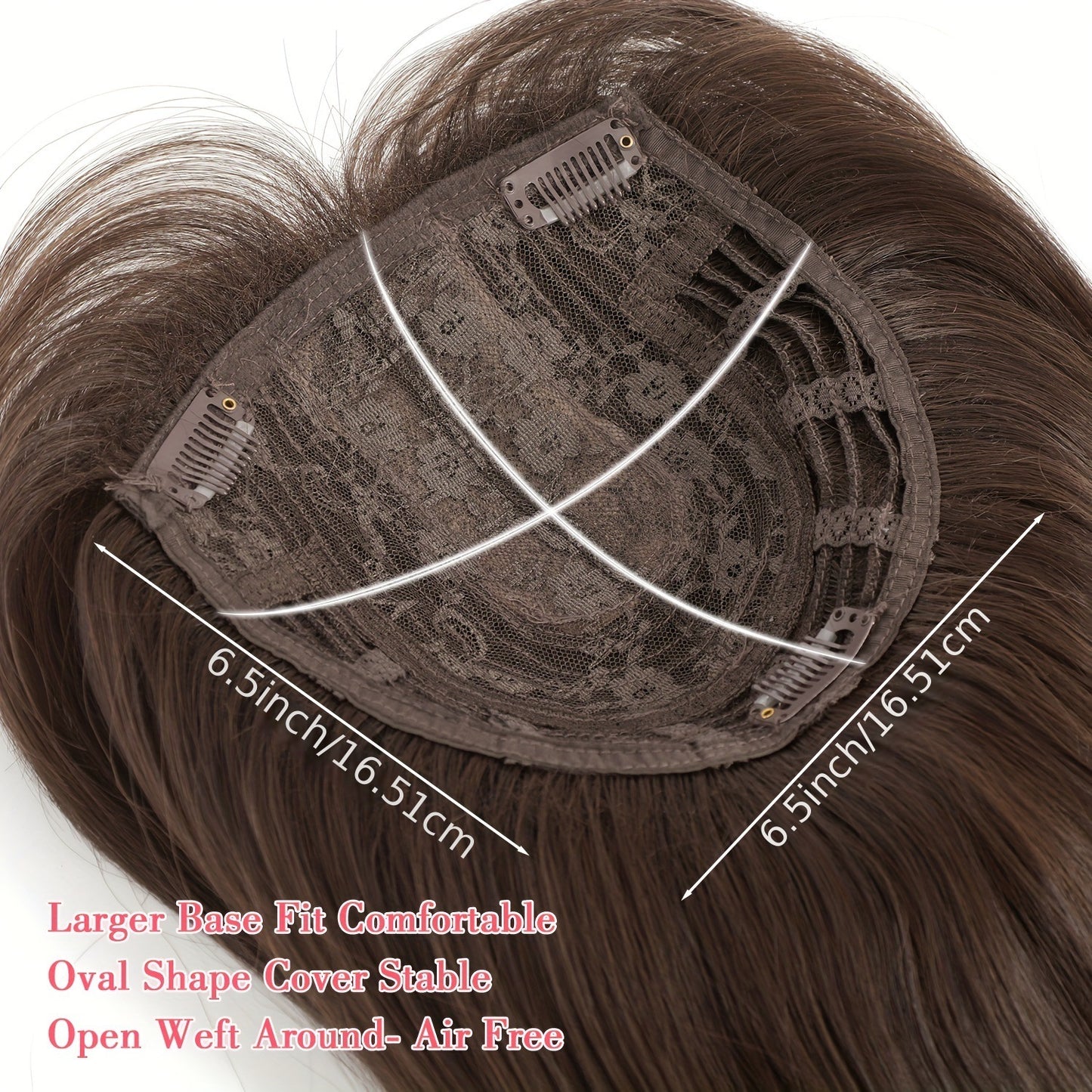 Wig Middle Part Women'S Straight Hair Top Covers White Hair Replenishment Tablets Chemical Fiber Simulation Hair Replenishment Block Wig Factory Direct Sales