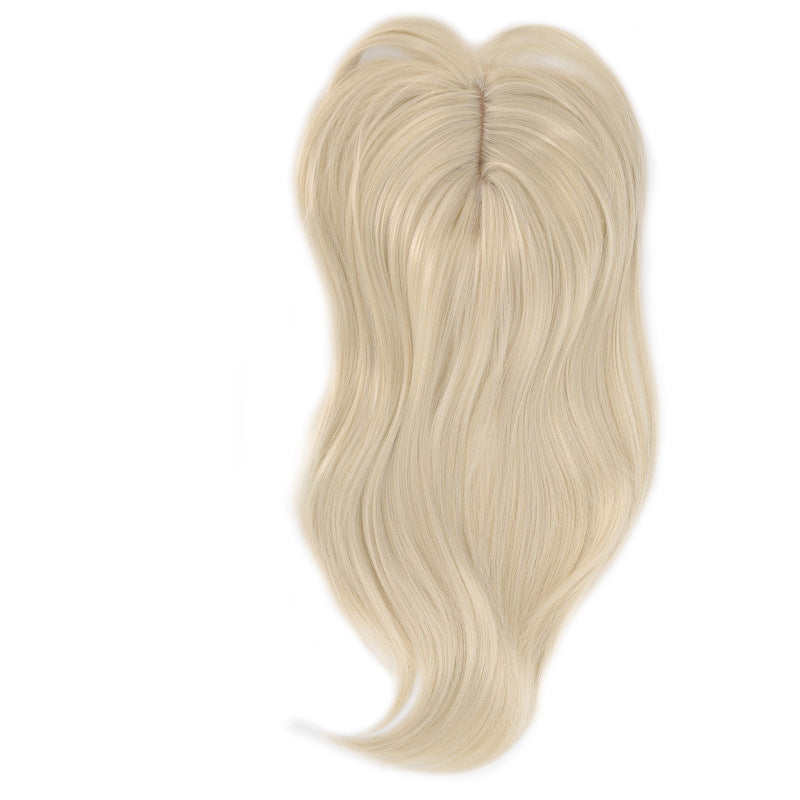 Wig Middle Part Women'S Straight Hair Top Covers White Hair Replenishment Tablets Chemical Fiber Simulation Hair Replenishment Block Wig Factory Direct Sales