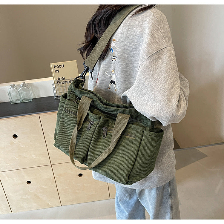 Women's Casual Solid Color Zipper Crossbody Bag, Large Capacity Multi-pocket Design Portable Shoulder Bag for Daily Used, Girl Fashionable Shopping Bag