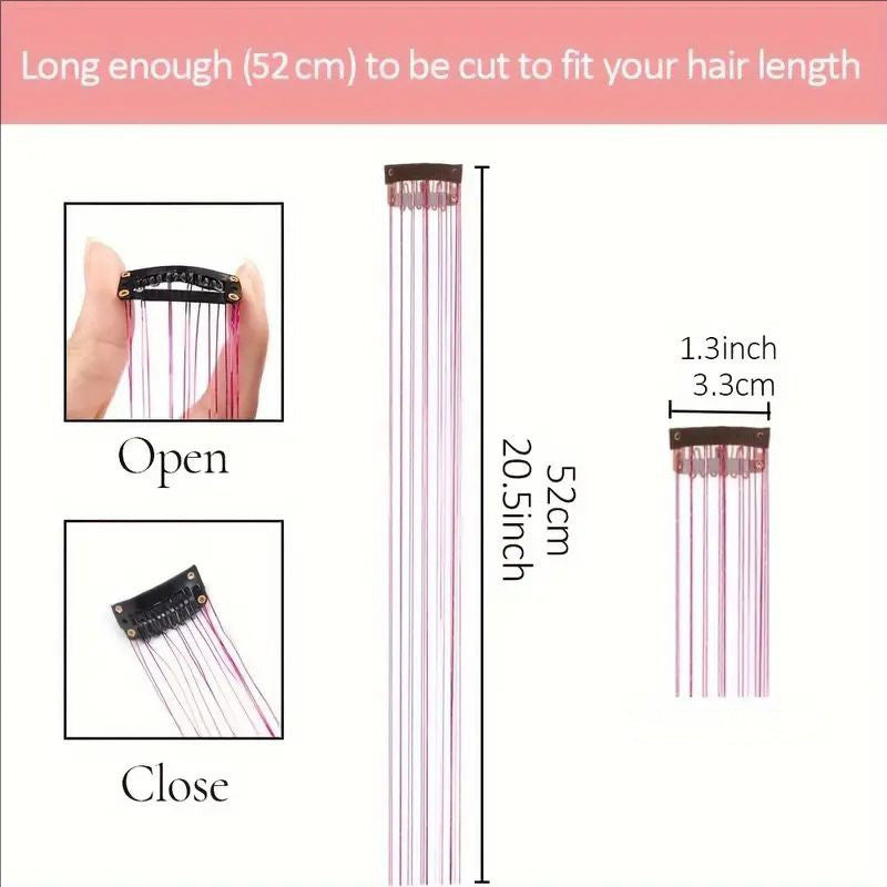 Hot-selling Seamless Hair Extensions (12 Pieces) with Laser Gold Shiny Ribbon Straight Hair Extensions, Dyed and Simulated Hair