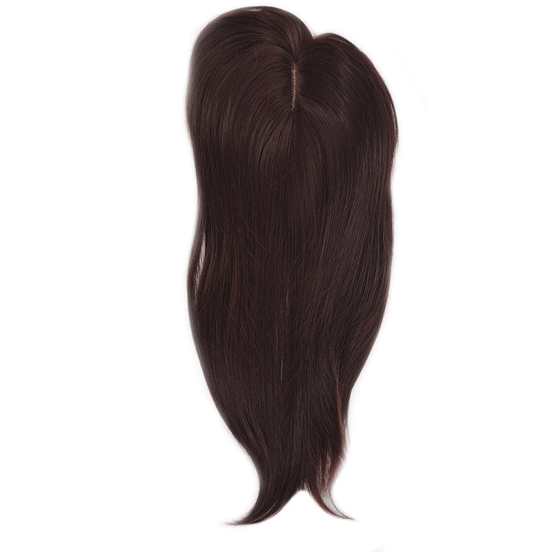 Wig Middle Part Women'S Straight Hair Top Covers White Hair Replenishment Tablets Chemical Fiber Simulation Hair Replenishment Block Wig Factory Direct Sales