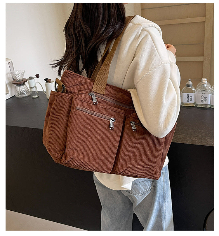 Women's Casual Solid Color Zipper Crossbody Bag, Large Capacity Multi-pocket Design Portable Shoulder Bag for Daily Used, Girl Fashionable Shopping Bag