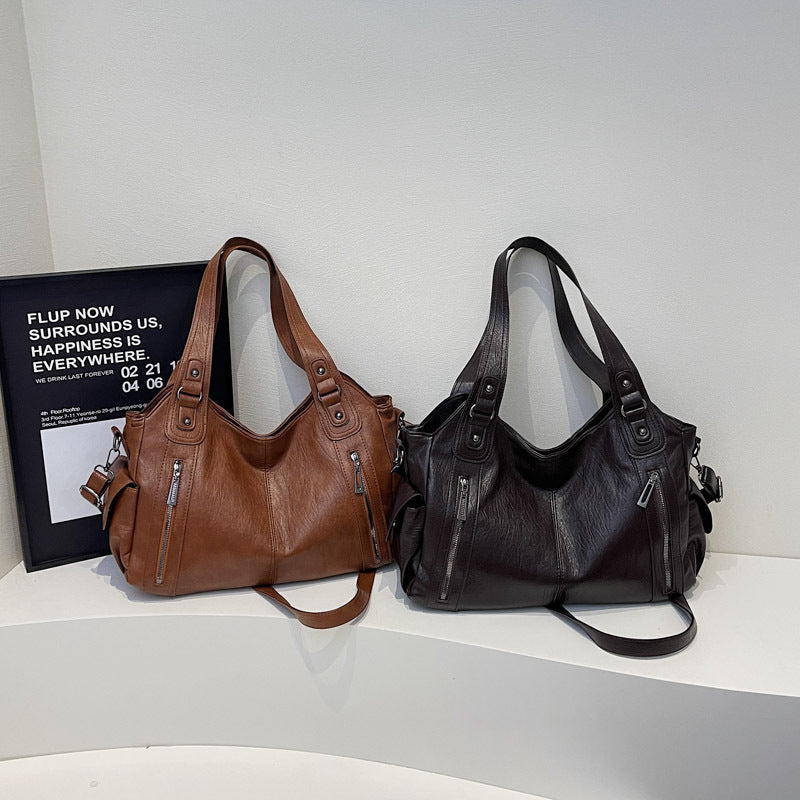 Large-capacity vintage tote bag