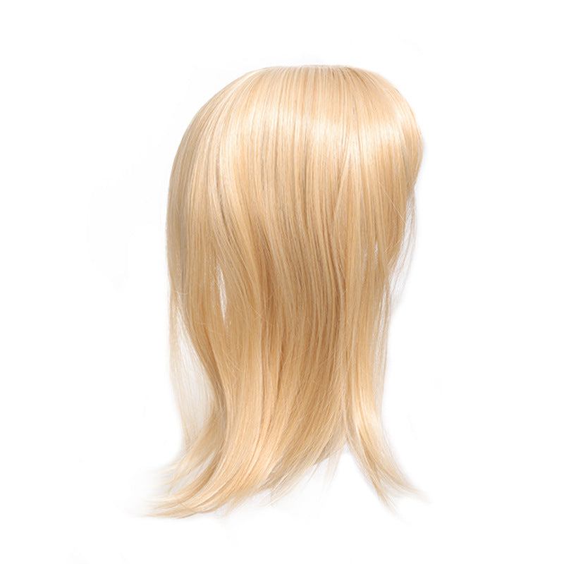 Wig Middle Part Women'S Straight Hair Top Covers White Hair Replenishment Tablets Chemical Fiber Simulation Hair Replenishment Block Wig Factory Direct Sales