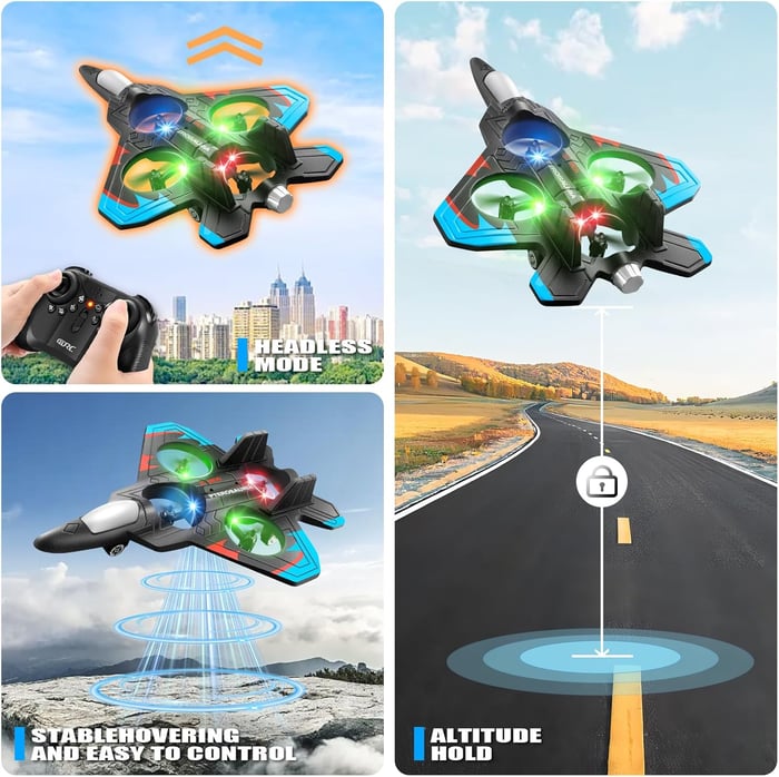 ✨️-LAST DAY 50% OFF🔥✈️Stunt RC Fighter! 360° Rolling + Vertical Takeoff/Landing, 3 Speed Modes + Colorful LED, Create New Flying Fun～