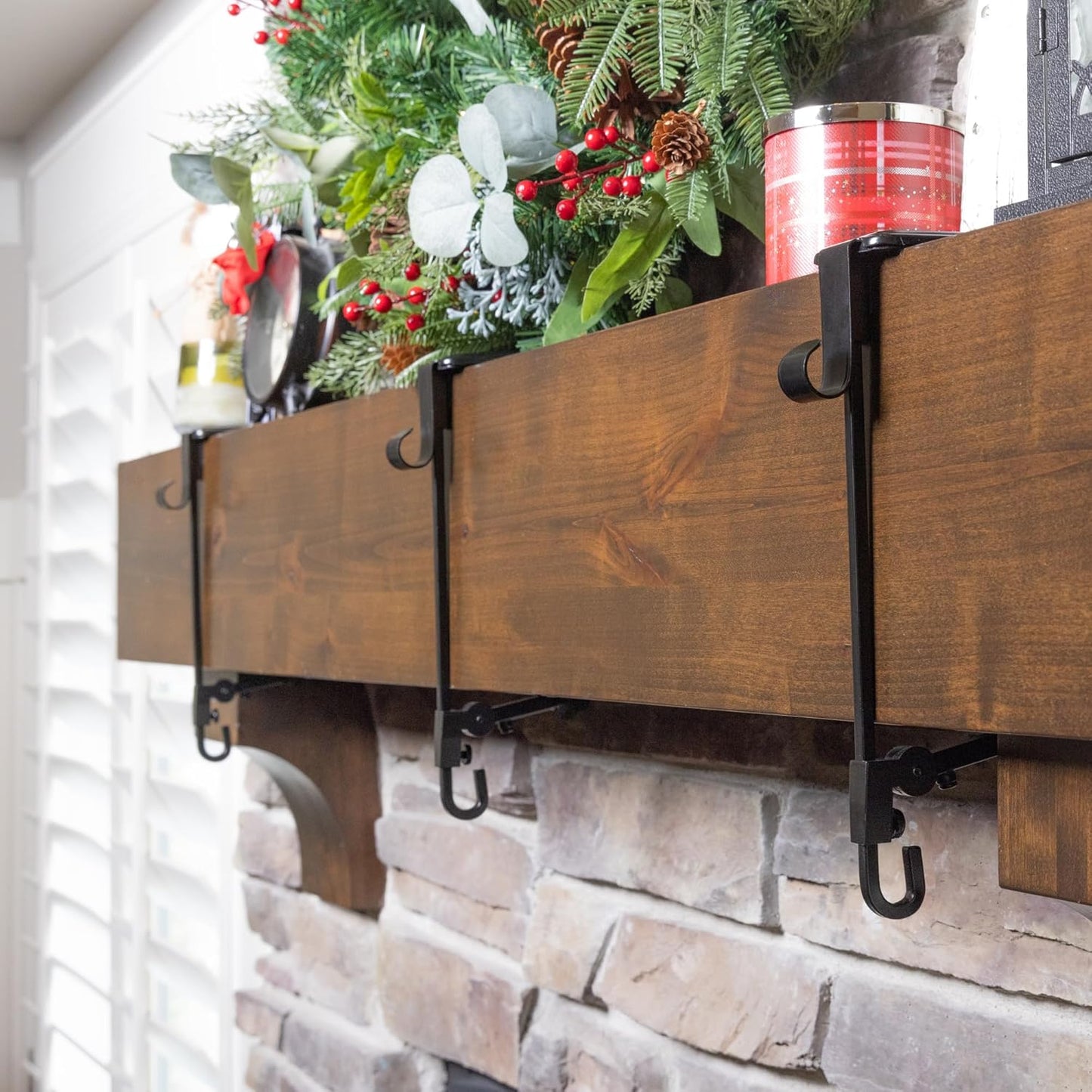 ✨Fireplace Stocking and Garland Hanger-INSTALL IN SECONDS-No nails, no tape, no hassle!