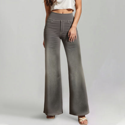 🏆LAST DAY SALE 50% OFF - Plus Size High Waist Comfy Stretch Knit Wide Leg Jeans with Multiple Pockets