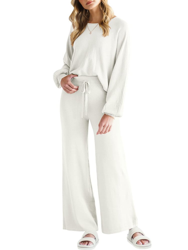 Womens Fall Winter Casual Solid Knitted 2 Piece Sets Long Sleeve Hoodie[Buy 2 Free Shipping]