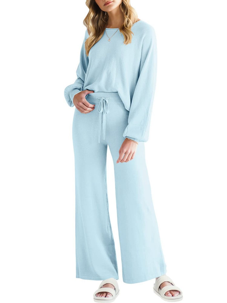 Womens Fall Winter Casual Solid Knitted 2 Piece Sets Long Sleeve Hoodie[Buy 2 Free Shipping]