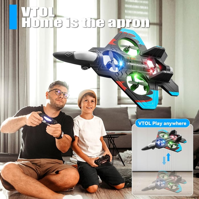 ✨️-LAST DAY 50% OFF🔥✈️Stunt RC Fighter! 360° Rolling + Vertical Takeoff/Landing, 3 Speed Modes + Colorful LED, Create New Flying Fun～