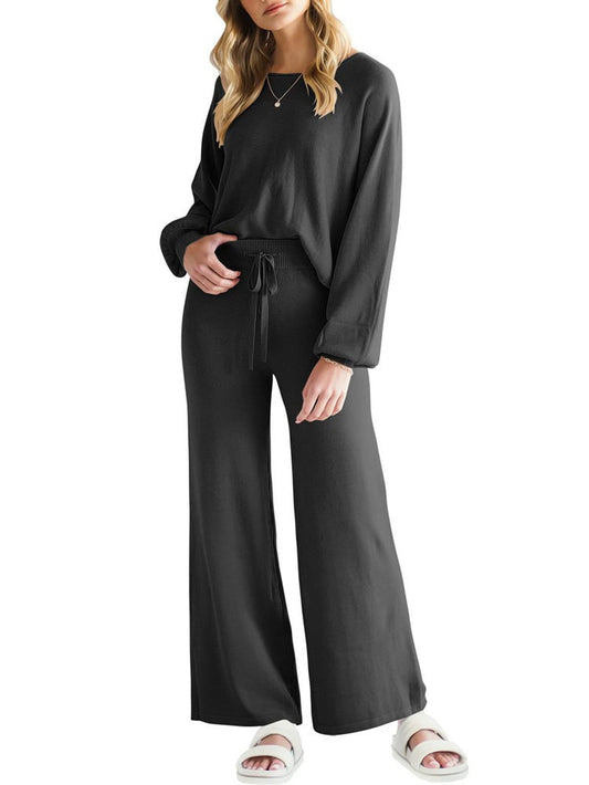 Womens Fall Winter Casual Solid Knitted 2 Piece Sets Long Sleeve Hoodie[Buy 2 Free Shipping]