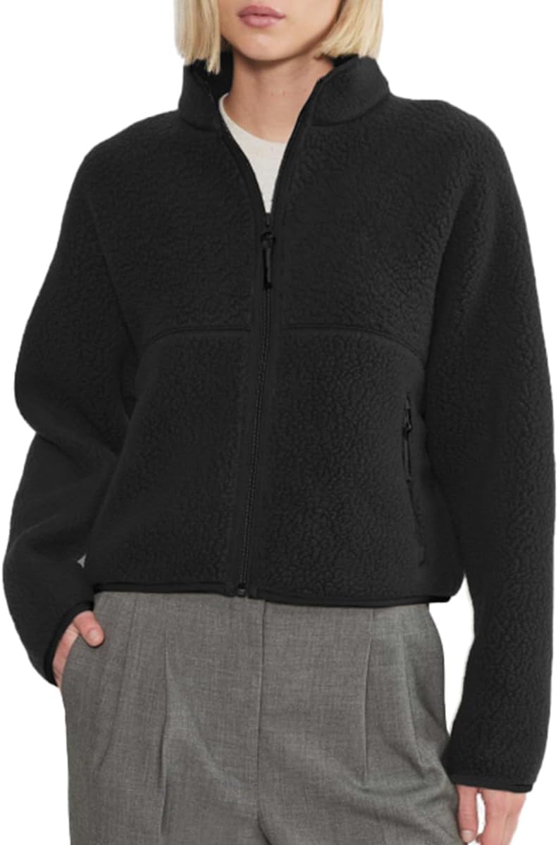 🧊🧊Fleece Jackets Women Causal Long Sleeve Sherpa Jacket Warm Ziper Fuzzy Coat Sweatshirts Trendy with Pockets
