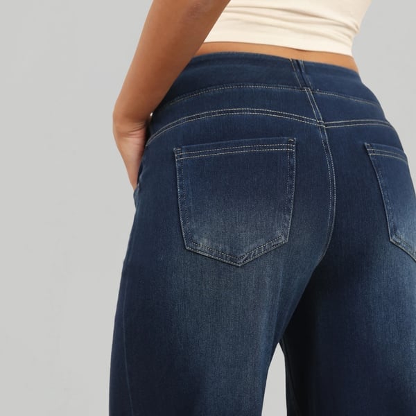 🏆LAST DAY SALE 50% OFF - Plus Size High Waist Comfy Stretch Knit Wide Leg Jeans with Multiple Pockets