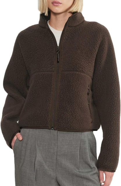 🧊🧊Fleece Jackets Women Causal Long Sleeve Sherpa Jacket Warm Ziper Fuzzy Coat Sweatshirts Trendy with Pockets