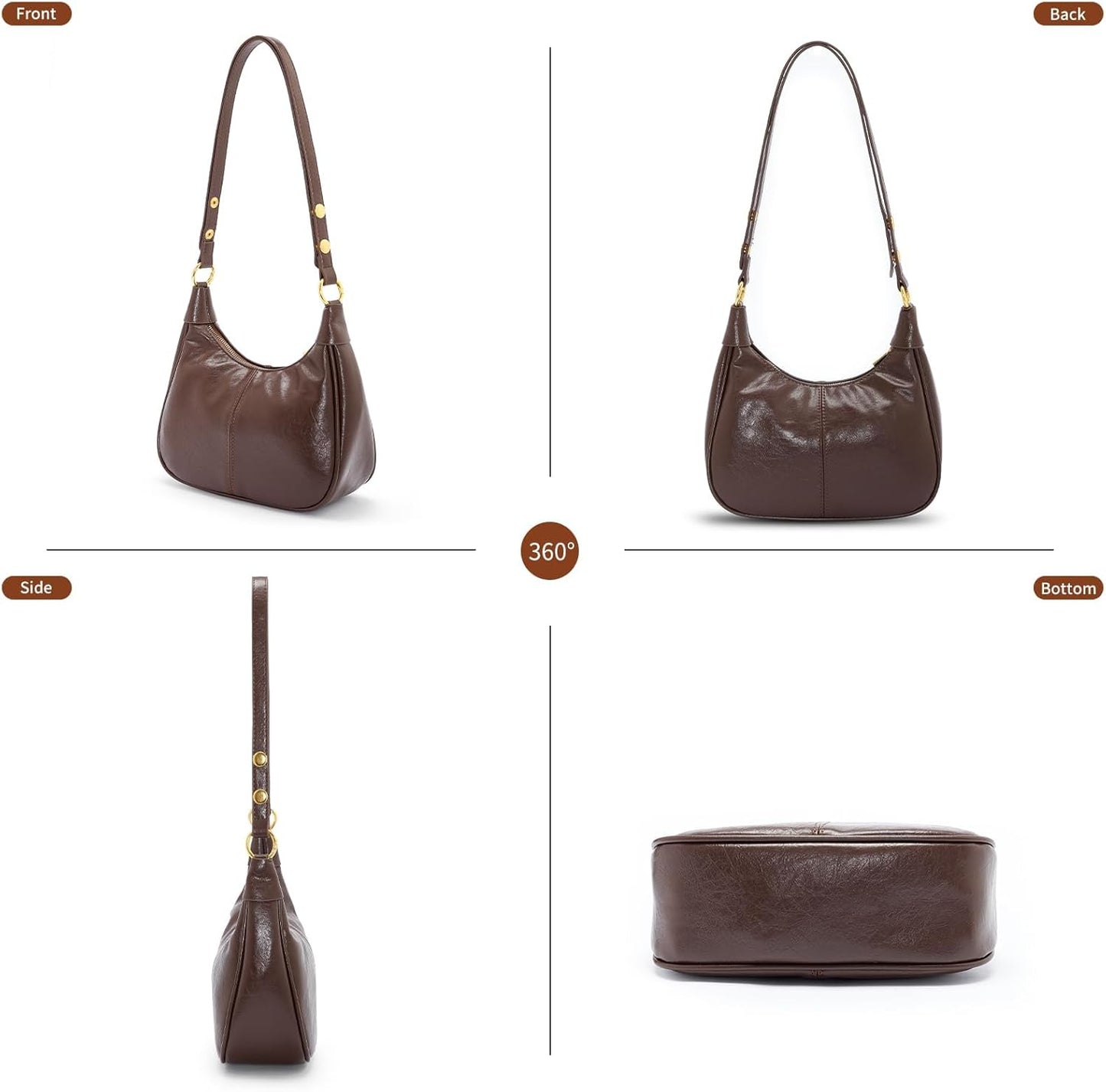 [Buy 2 Free Shipping]Shoulder Bags for Women Small Hobo Bags Crescent Shaped Cute Retro Tote Handbag Mini Clutch Purse with Zipper Closure