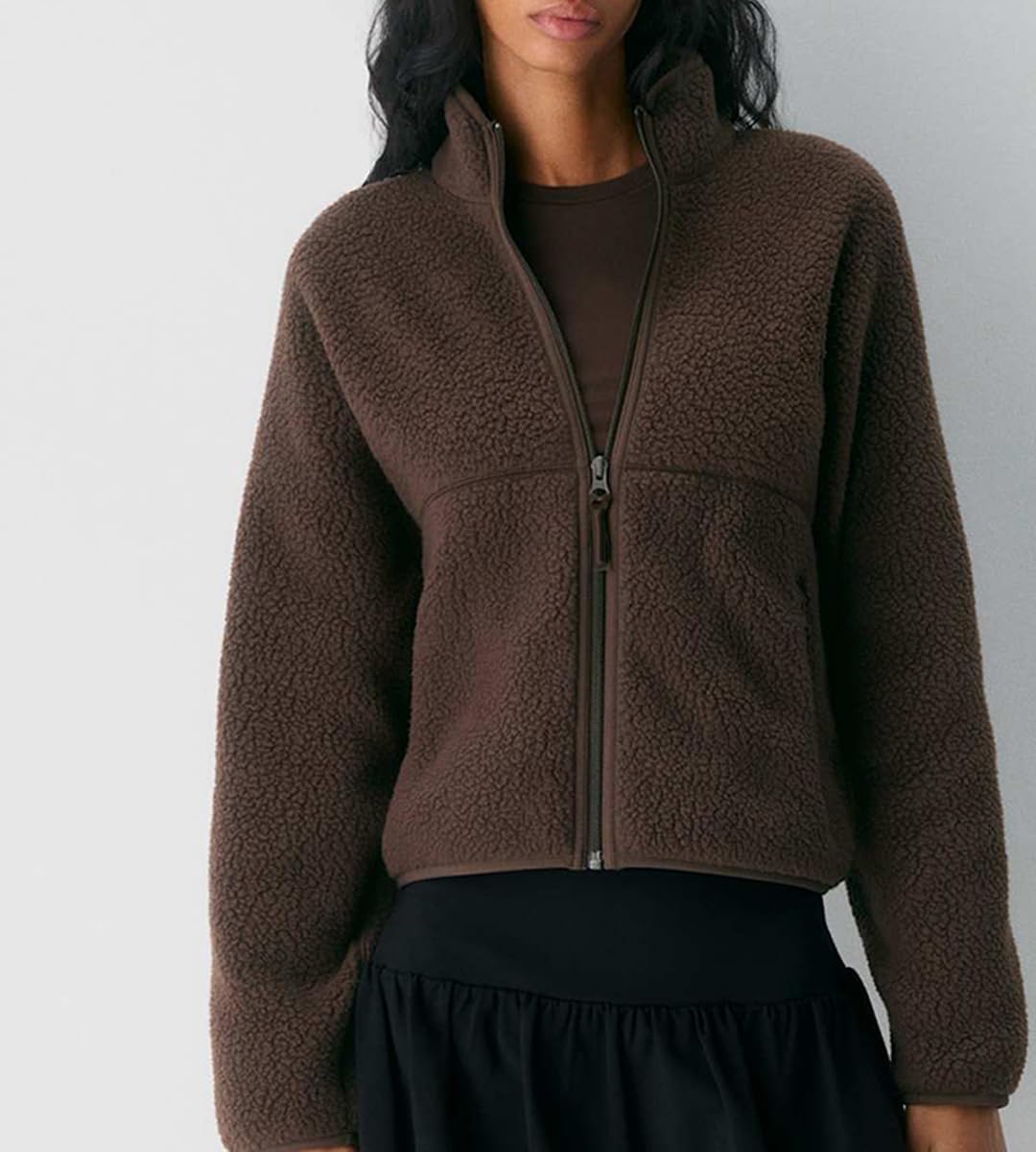 🧊🧊Fleece Jackets Women Causal Long Sleeve Sherpa Jacket Warm Ziper Fuzzy Coat Sweatshirts Trendy with Pockets