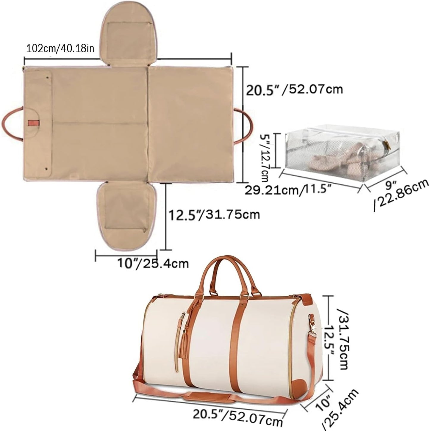 🧳 Ultimate Leather Travel Bag —Folding Suit Storage Bag Capacity Luggage Handbag Travel Sport Outdoor Multi Function Organizer