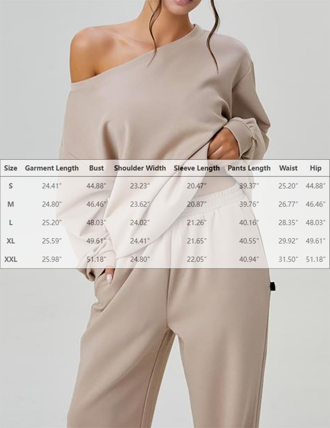 🧊🧊Womens Sweat Outfits Two Piece, Casual Wear for Women Jogging Suits Off-The-Shoulder Long-Sleeved Top and Pants