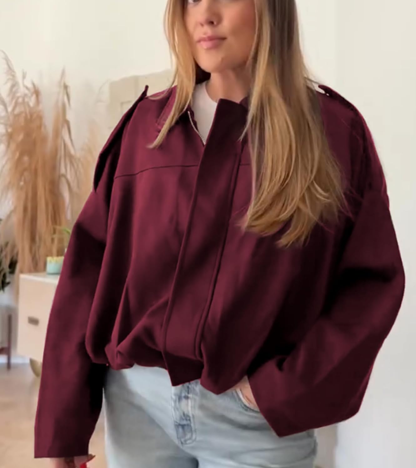 Womens Faux Suede Bomber Jacket Casual Lapel Pilot Cropped Coat Oversized Motorcycle Jackets 2025 Outerwear