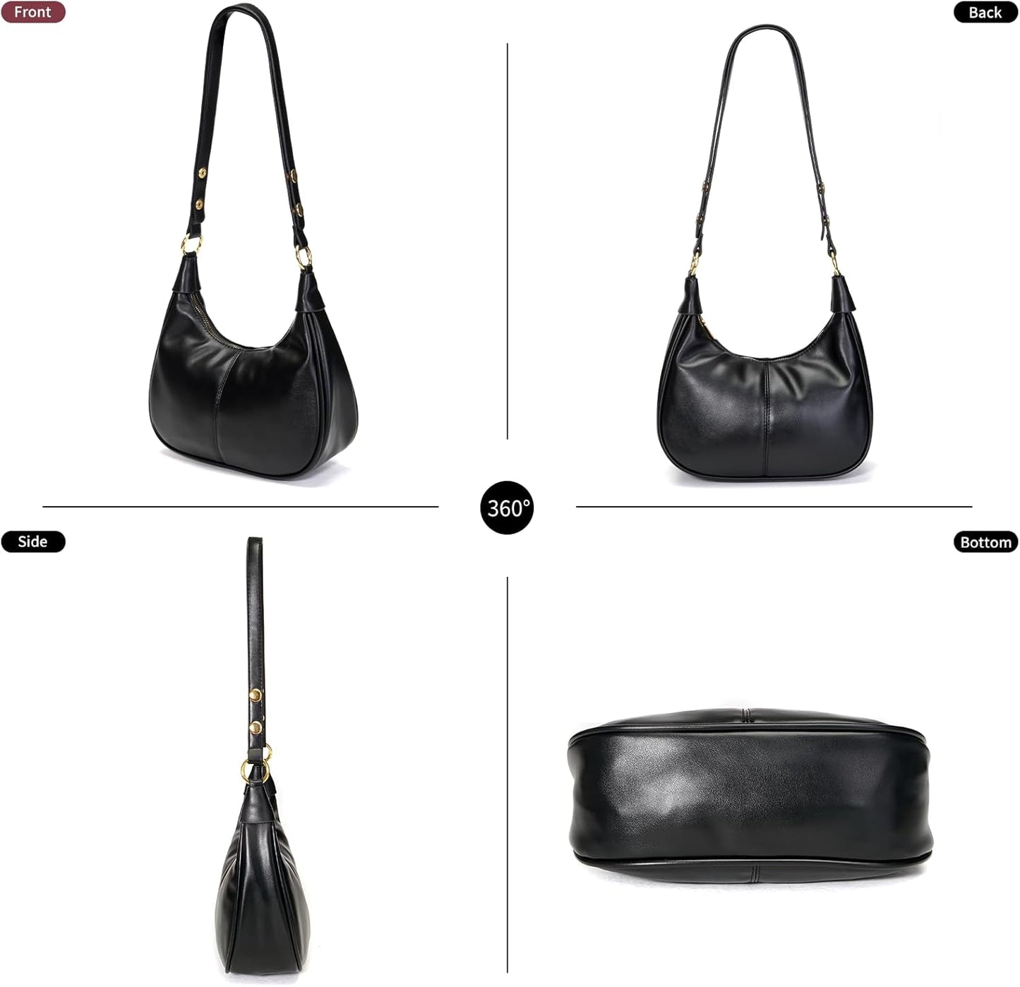 [Buy 2 Free Shipping]Shoulder Bags for Women Small Hobo Bags Crescent Shaped Cute Retro Tote Handbag Mini Clutch Purse with Zipper Closure