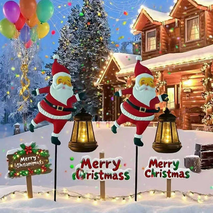 ✨️🎄Christmas essentials🎅Christmas Santa Solar Kettle Lights Garden Lawn Decorative Lights