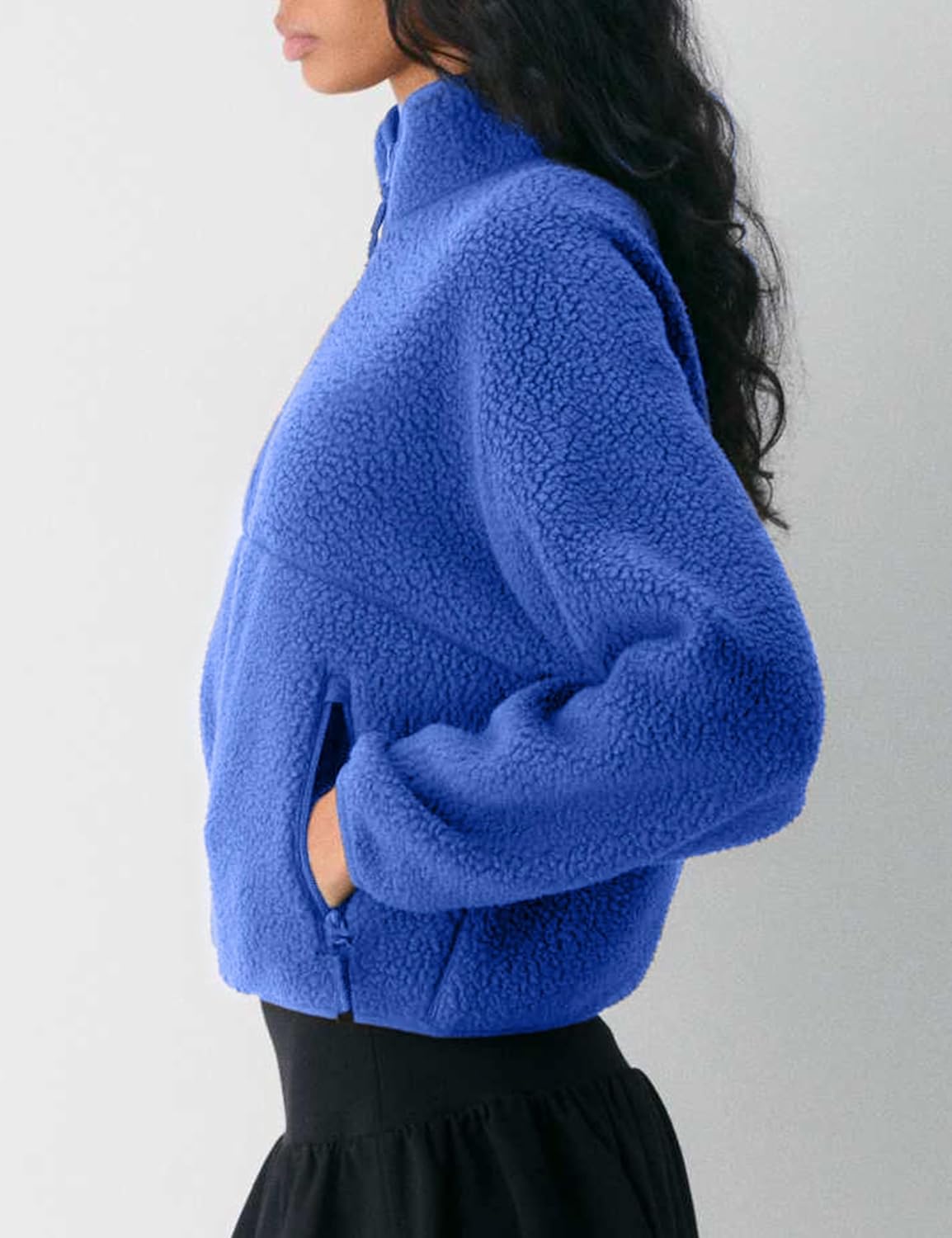 🧊🧊Fleece Jackets Women Causal Long Sleeve Sherpa Jacket Warm Ziper Fuzzy Coat Sweatshirts Trendy with Pockets