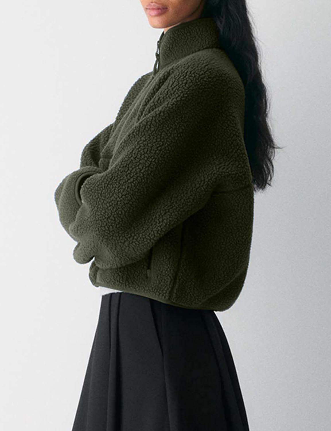 🧊🧊Fleece Jackets Women Causal Long Sleeve Sherpa Jacket Warm Ziper Fuzzy Coat Sweatshirts Trendy with Pockets