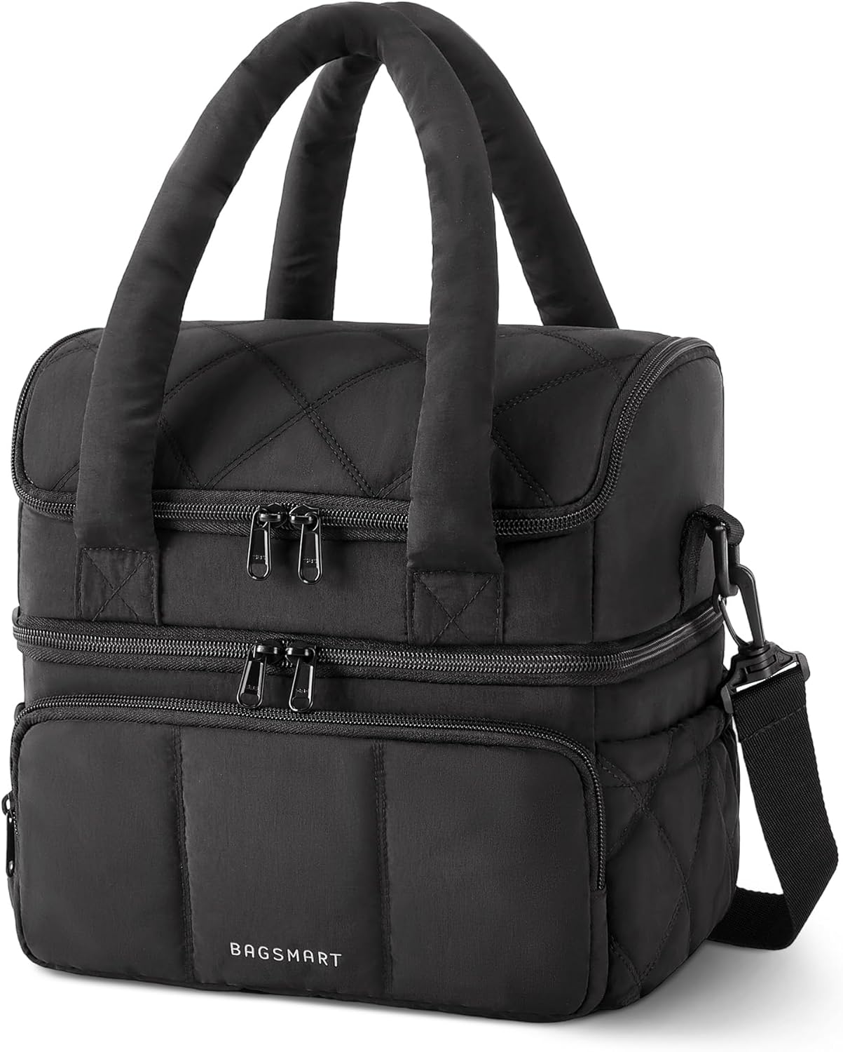 Anastas Lunch Bag Women, Double Deck Insulated Lunch Box, Quilted Puffer Lunch Tote, Leakproof, Durable & Reusable Large Lunch Cooler