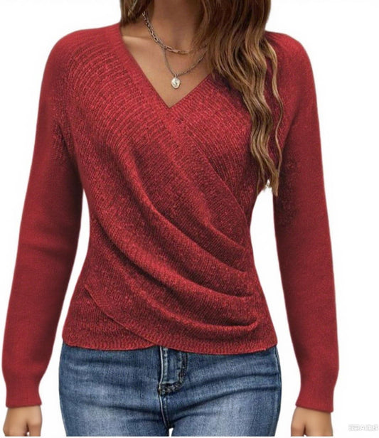 2025 casual V-neck sweater — featuring a chic criss-cross design that flatters your shape effortlessly