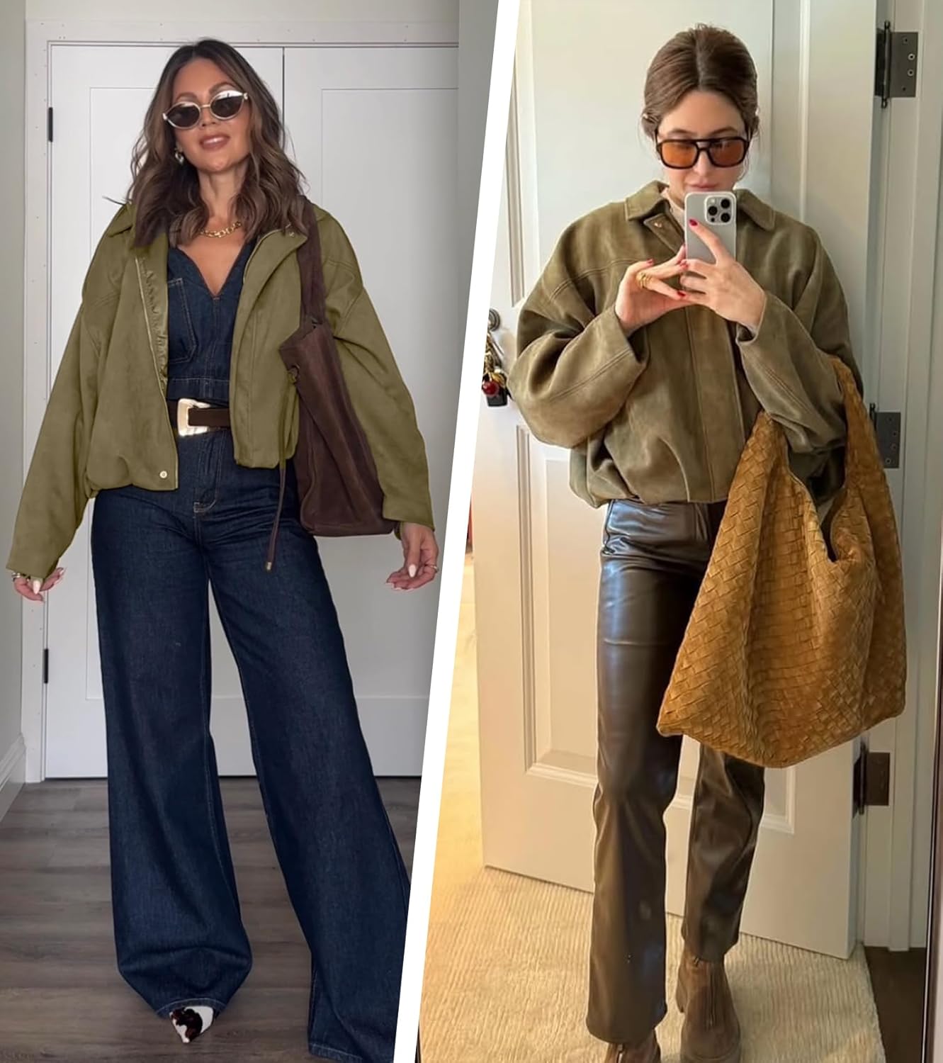 Womens Faux Suede Bomber Jacket Casual Lapel Pilot Cropped Coat Oversized Motorcycle Jackets 2025 Outerwear