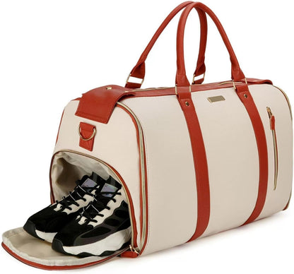 🧳 Ultimate Leather Travel Bag —Folding Suit Storage Bag Capacity Luggage Handbag Travel Sport Outdoor Multi Function Organizer