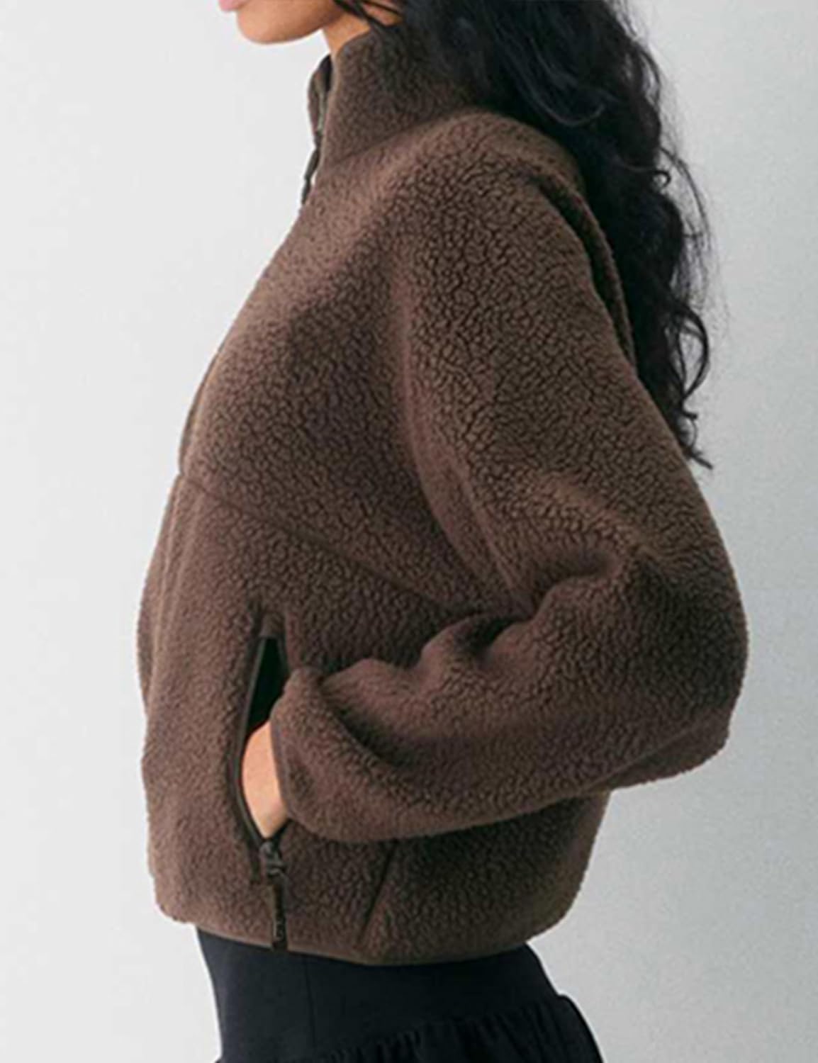 🧊🧊Fleece Jackets Women Causal Long Sleeve Sherpa Jacket Warm Ziper Fuzzy Coat Sweatshirts Trendy with Pockets