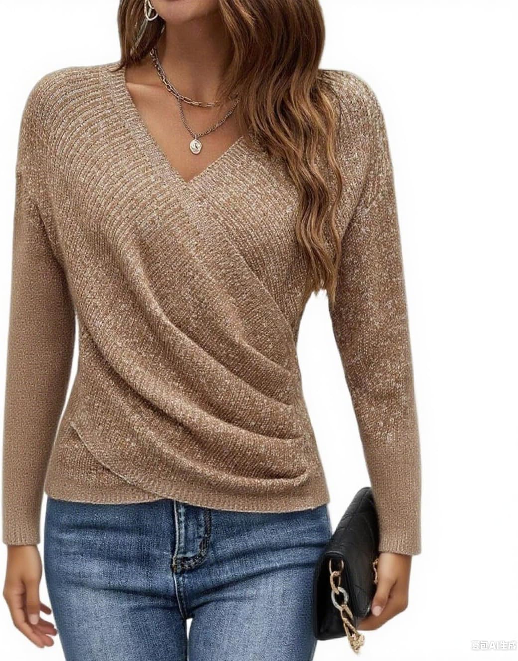 2025 casual V-neck sweater — featuring a chic criss-cross design that flatters your shape effortlessly