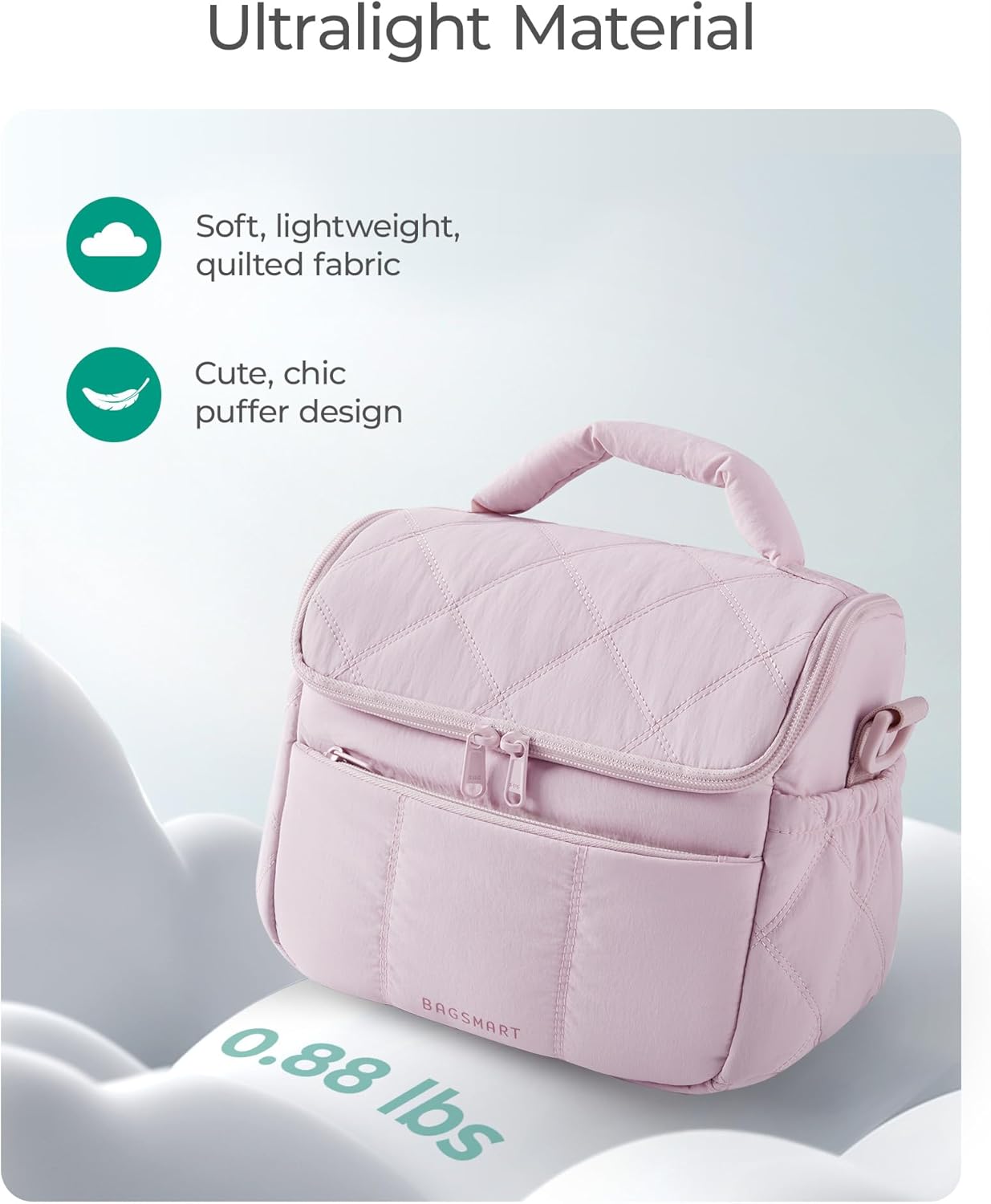 Anastas Lunch Bag Women, Double Deck Insulated Lunch Box, Quilted Puffer Lunch Tote, Leakproof, Durable & Reusable Large Lunch Cooler