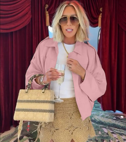 Womens Faux Suede Bomber Jacket Casual Lapel Pilot Cropped Coat Oversized Motorcycle Jackets 2025 Outerwear