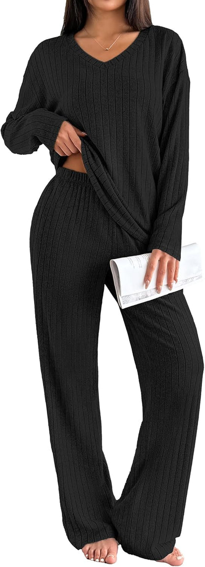 📦Buy 2 for FREE shipping!🎁Women's Long-Sleeved Knit Ribbed Pajama Set