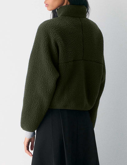 🧊🧊Fleece Jackets Women Causal Long Sleeve Sherpa Jacket Warm Ziper Fuzzy Coat Sweatshirts Trendy with Pockets