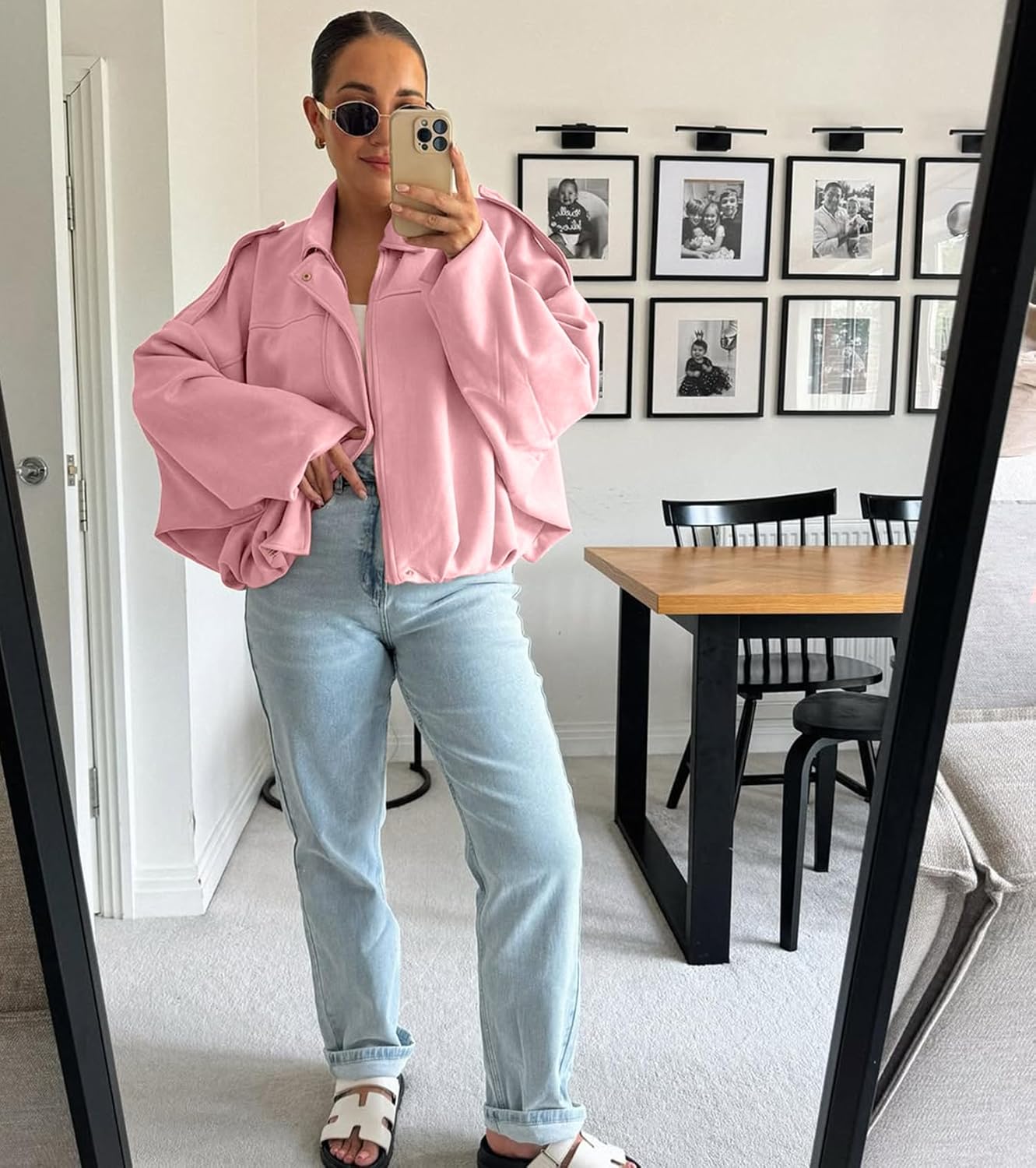 Womens Faux Suede Bomber Jacket Casual Lapel Pilot Cropped Coat Oversized Motorcycle Jackets 2025 Outerwear