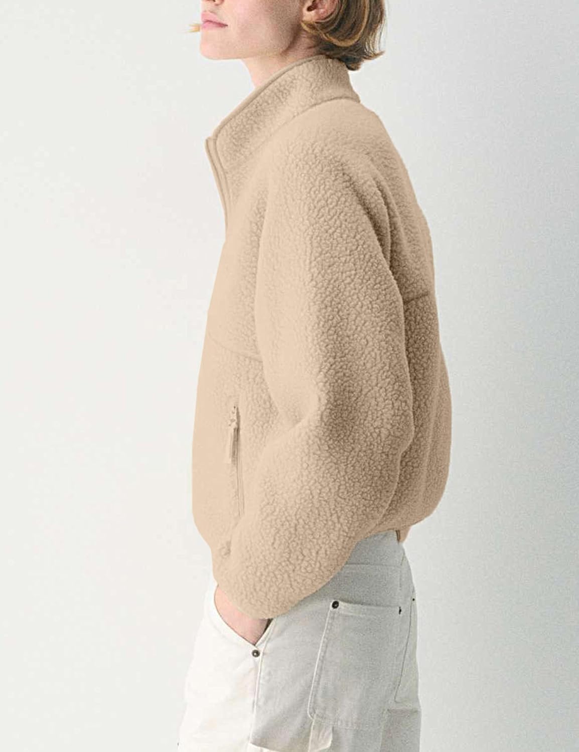 🧊🧊Fleece Jackets Women Causal Long Sleeve Sherpa Jacket Warm Ziper Fuzzy Coat Sweatshirts Trendy with Pockets