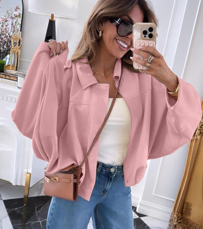 Womens Faux Suede Bomber Jacket Casual Lapel Pilot Cropped Coat Oversized Motorcycle Jackets 2025 Outerwear